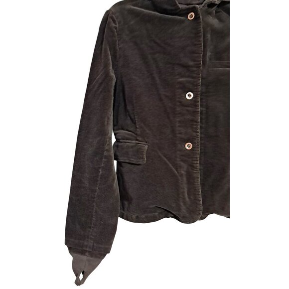 Y2K Wet Seal Velvet Peacock Hooded Blazer Jacket M Vintage 2000s - Picture 8 of 13